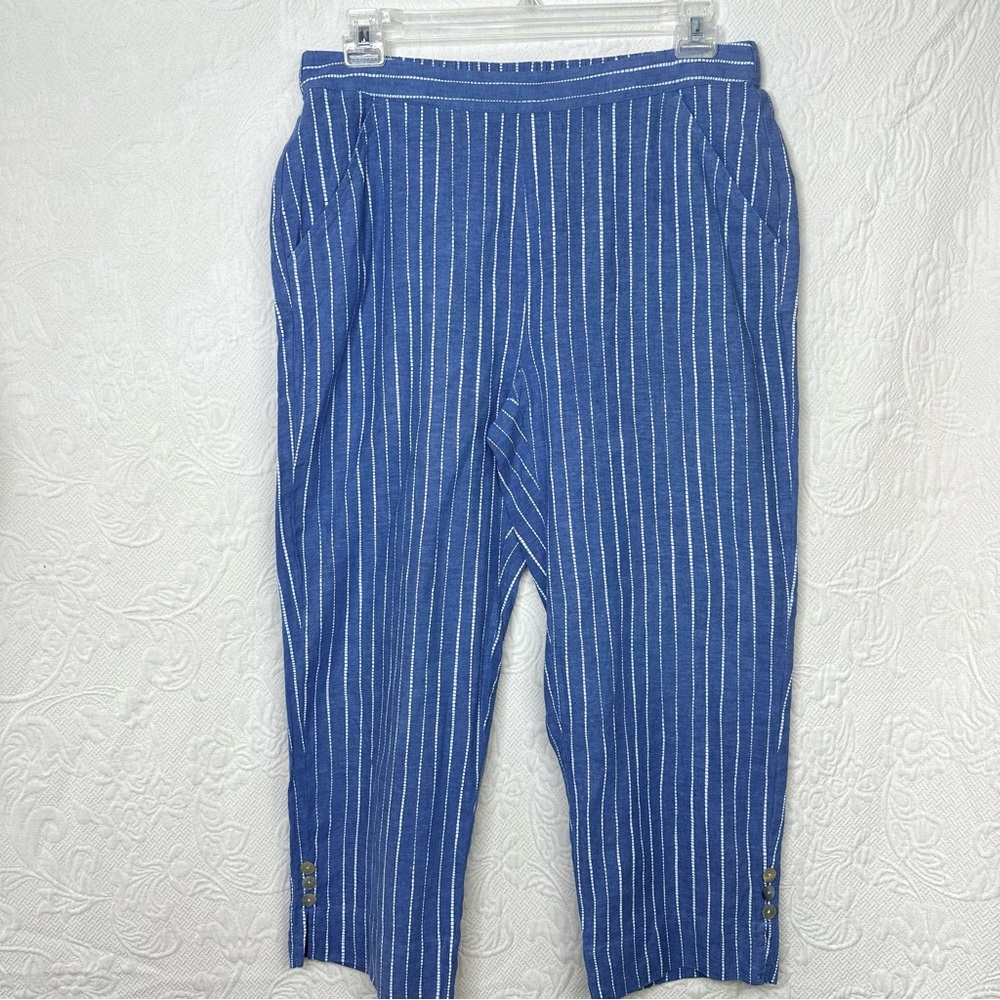 Habitat Linen Cotton Vertical Rope Stripe Wide Leg Crop Pants - Picture 9 of 13